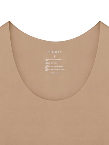 REORIA WOMEN’S FALL SEXY CASUAL SCOOP NECK LONG SLEEVE DOUBLE LINED STRETCHY SHIRT TOPS SLIMMING GOING OUT THONG BODYSUITS KHAKI LARGE