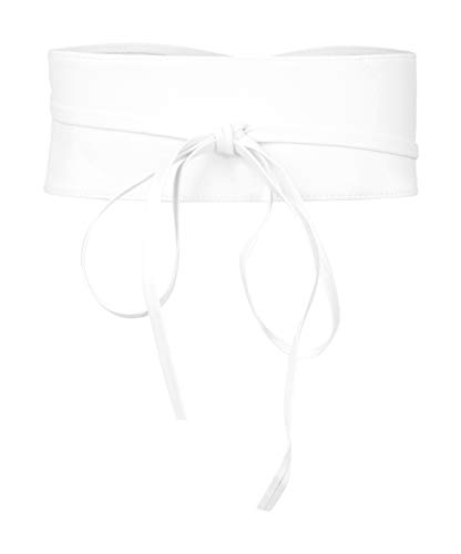 BlackButterfly Obi Waist Band Self Knot Tie Up Cinch Belt (White, One Size) - Thumbnail 6