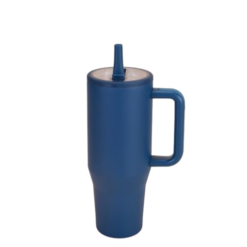 Besot 40oz Flip Cap Straw Cup with Handle Suitable for Car Cup Holder Leak Proof Traveler's Water Cup304 Stainless Steel Material Adventure Quencher - Traveler's Water Bottle (Storm Blue)