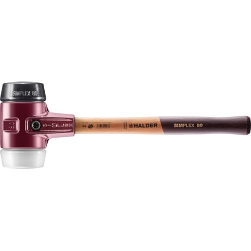 SIMPLEX-Schonhammer, Gummikomposition/Superplastik; mit Tempergussgehäuse und hochwertigem Holzstiel | D=80 mm | 3027.080