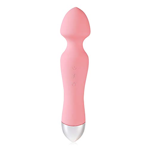 Lesige Electric Heating Massager, Rechargeable Clitoral Vibrators with Medical Silicone Surface, Sex Toys with 7 Powerful Vibrate Mode for Men and Women, Pink