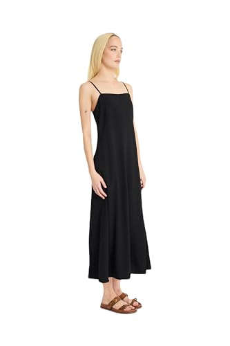 LUXELY FOR MAGGY LONDON WOMEN’S DRESSES WOMEN’S ELEGANT MAXI LENGTH CREPE DRESS WITH ADJUSTABLE STRAPS – A-LINE SILHOUETTE – SQUARE NECK SUMMER LONG DRESS, METEORITE, 16