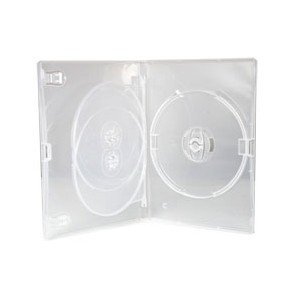 Media Replication CD/DVD/BLU RAY 14mm Clear DVD 3 Way Case for 3 Disc (Pack of 10)