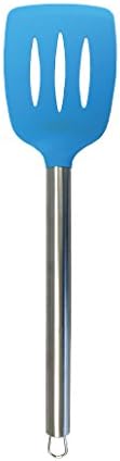 Kitchen Utensils Large Silicone Serving Mixing SLOTTED TURNER SPATULA with Heat Resistant Silicone and Stainless Steel Handle. BLUE