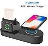 YUUDIS 4 in 1 Wireless Charger Stand Dock with USB Adapter Replacement for iPhone/AirPods/iPad/Apple Watch Series 3/2/1,(7.5W/10W) Fast Wireless Charging Station,Compatible with iPhone X/8/8 Plus