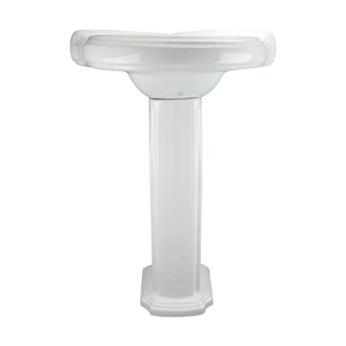 Portsmouth 22 Inch Corner Pedestal Bathroom Sink Small White Overflow