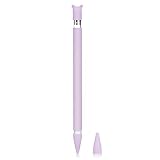 Silicone Case for Apple Pencil Holder Sleeve Skin Pocket Cover Accessories for iPad Pro 9.7/10.5/12.9, Cute Soft Grip Pouch with Charging Cap Holder and 2 Protective Nib Covers (Purple)
