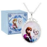 Disneys Frozen Elsa And Anna Silvertone Necklace And Pendant And Jewelry Music Box Plays Let It Go From Movie