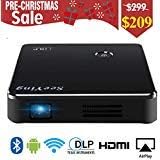 Mini Projectors, SeeYing Portable Pico Video Projector Built-in Battery Wireless Projector Compatible Phone and 1080P Movie Supported WiFi Airplay 120'' Display Home Theather Entertainment (Black)