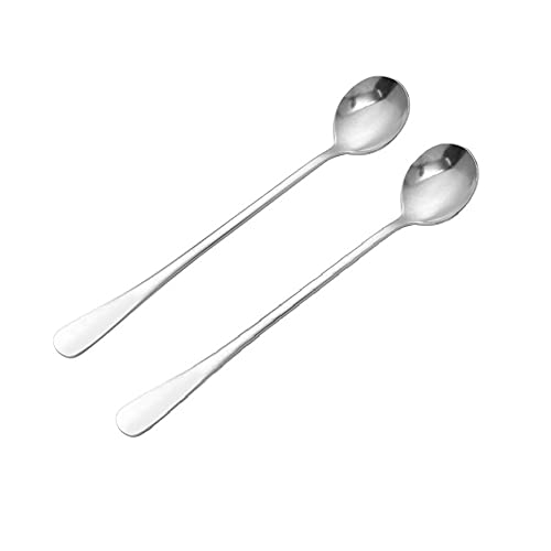 Long Handle Latte Spoons Coffee Dessert & Ice Cream Sundae Premium Quality Stainless Steel by Koksi Long Handled Coffee Spoons (Pack of 2)