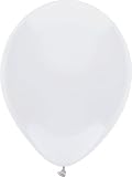 PartyMate 71987 Made in the USA Standard Color Latex Balloons, 50-Count, Bright White