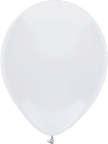 PartyMate 71987 Made in the USA Standard Color Latex Balloons, 50-Count, Bright White