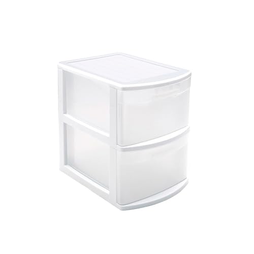 DRW Kommode mit 2 Schubladen, PVC, weiĂź und transparent, 28,5 x 39 x 40 cm