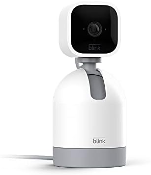 Mini Pan-Tilt Caméra | Caméra de surveillance connectée d'intérieur rotative sur secteur | Audio bidirectionnel, vidéo HD, détection de mouvements, Alexa intégré | Blanc