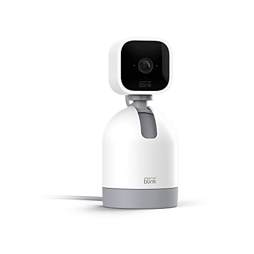 Mini Pan-Tilt Caméra | Caméra de surveillance connectée d'intérieur rotative sur secteur | Audio bidirectionnel, vidéo HD, détection de mouvements, Alexa intégré | Blanc