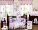 Sweet Jojo Designs Pink and Purple Butterfly Flower Collection Baby Girl Bedding 9pc Crib Set