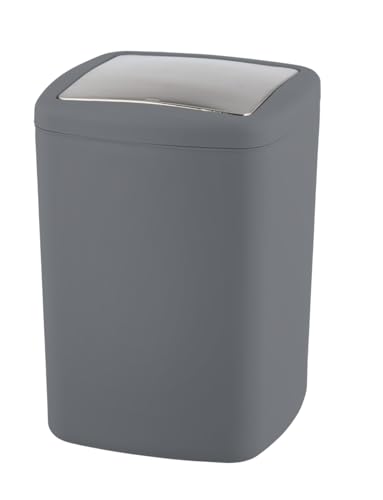 Wenko 23980100 - Pattumiera con coperchio oscillante Barcelona L, capacitĂ : 8,5 l, infrangibile, in TPE, 20,5 x 28,5 x 20,5 cm, colore: Antracite