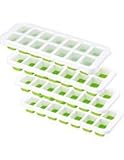 OMorc Ice Cube Trays 4 Pack, Easy-Release Silicone and Flexible 14-Ice Trays with Spill-Resistant Removable Lid and Lid Tabs, LFGB Certified & BPA Free, Stackable Durable and Dishwasher Safe