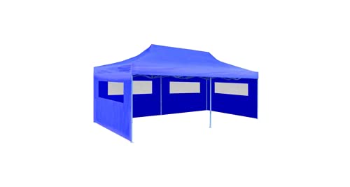 Pop-Up-Partyzelt Faltbar Gartenbauten Pavillons und Partyzelte stabil Blau 3×6 m