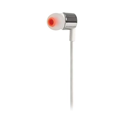 JBL T210 In-Ear Kopfhörer Ohrhörer mit 1-Tasten-Fernbedienung und Integriertem Mikrofon Kompatibel mit Apple und Android Geräten - Silber/Weiß