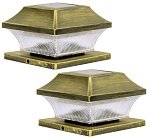 Sogrand Solar Light,Post Cap Lights 4 x 4 Plus,Outdoor Decorations Bright 15 Lumen Warm White LED Lamp For Vinyl Posts Caps 3.5x3.5 4x4 5x5 Waterproof Bronze Lantern For Fence Deck 2 Pack