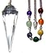Crystal Quartz 12-Facet Chakra Pendulum with Satin Bag and Instruction Leaflet for Divination