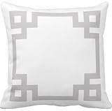 Decors Gray And White Greek Key Border Throw Pillow Case Cushion Cover Home Sofa Decorative 16 X 16 Pillows