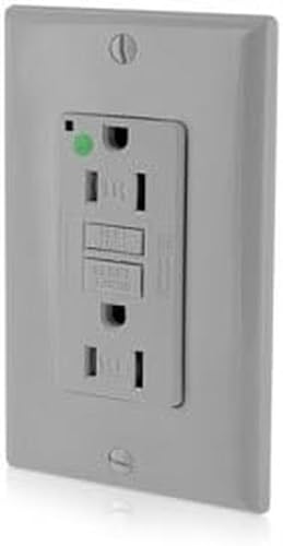 Leviton GFTR1-HGG 15A-125V Extra-Heavy Duty Hospital Grade Tamper-Resistant Duplex Self-Test GFCI Receptacle, Gray, 15-Amp