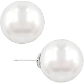 White Pearl Studs Earrings for Women, Love Earrings Valentines Day Earrings Girlfriends Wife Jewelry Gifts.. (12mm)