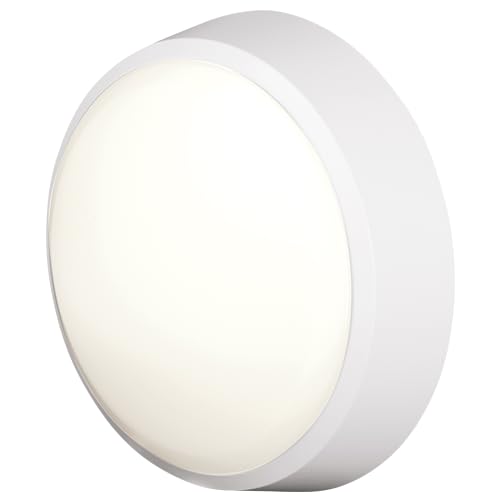 4lite Pylus Outdoor Round Wall Light (White) 1100lm Bulkhead IP54 LED Integrated Exterior Light - 4L2/3215-4Yr Guarantee