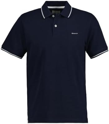 Tipping SS Pique Rugger Uomo, Blu - Evening Blue, M