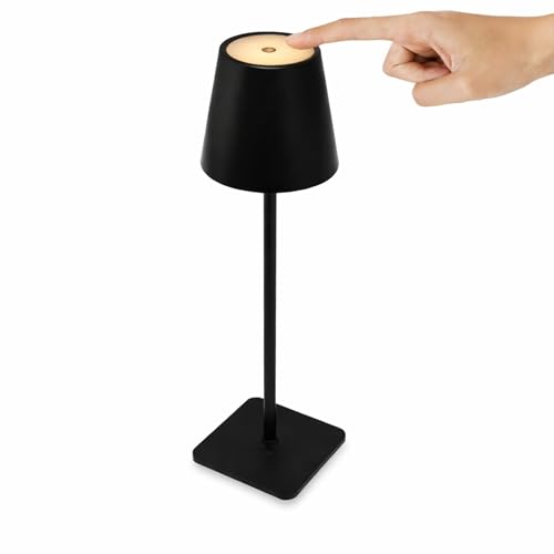 Luminária de Mesa LED Sem Fio, Recarregável via USB-C, Touch Dimerizável com 3 Tons de Luz, Portátil com Altura Ajustável (PRETO)
