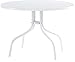 Crosley Furniture Griffith Retro Metal Round Outdoor Dining Table with Umbrella Hole for Outside Patio, Alabaster White