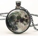 Full Moon Necklace, Space Picture Pendant, Galaxy