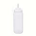 Plastic Translucent White Squeeze Condiment Bottles with Tip Cap,16 Oz,Set of 6Pcs