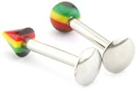 Labret Monroe Piercing - Acrylic Rasta Spike And Ball - 16G - 1.2mm - 10mm In Length