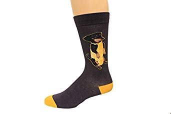 K. Bell Men's Play on Words Novelty Crew Socks, Corn Dog (Dark Purple), Shoe Size: 6-12