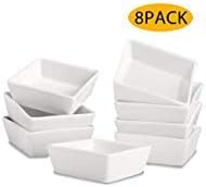 Square Ramekin Bowls 8 PCS,6 OZ Bakeware Set for Baking and Cooking, Oven Safe Sleek Porcelain White Ramikins for Pudding, Creme Brulee, Custard Cups and Souffle Small instant table tray