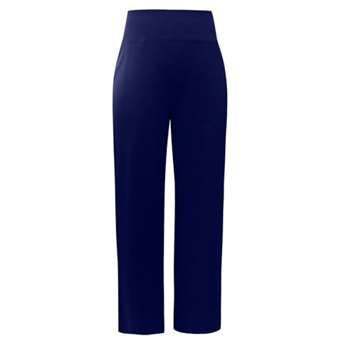iTNHFP Women's Activewear Trousers Yoga Trousers with Pockets Straight Wide Leg Stretch Work Tracksuit Bottoms Gym Joggers Causal Lounge Tummy Control Pants (UK, Alpha, XL, Regular, Regular, Blue)