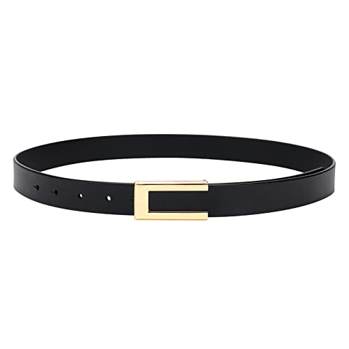 Genuine Leather Skinny Belt with Gold-Tone Buckle for Dresses Jeans YooAi Womens Leather Belt Skinny Waist Belt for Dresses  main image 2