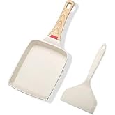 ITISMUNGO Japanese Tamagoyaki Pan Nonstick Square Frying Pan with Removable Handle and Silicone Spatula – Japanese Omelette Pan for Egg Roll, Induction, Gas, and Oven Safe (Beige)
