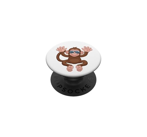 Funny Cute Monkey Animal Gift Men Women Kids Boys Girls PopSockets Adhesive Pop…
