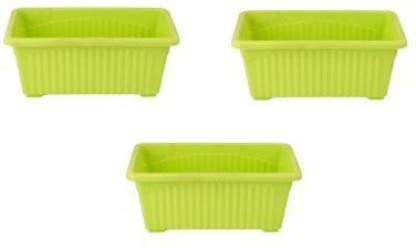 GreenBourne Jupiter Rectangular Plastic Pots for Plants| Window Planter| Green|(Set of 3)