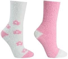 Kissables Women's Chenille Fluffy Socks, 2-pair, Pink Flower & Solid Pink, Infused with Lavender Oil