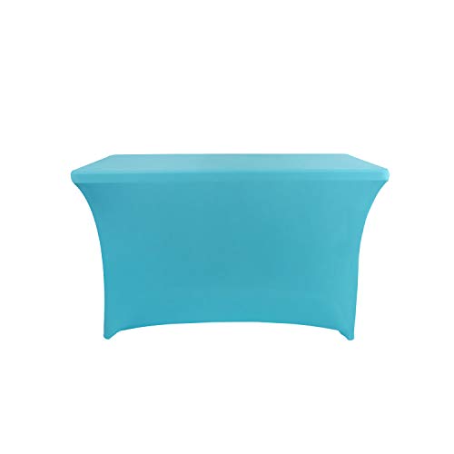 Rectangular Stretch Spandex Table Cover Fitted Tablecloth for Wedding Party Events (4ft, Lake Blue)