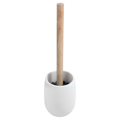 Spirella Sven Toilet Brush Set - Polyresin White Wood - Classic Design - Replaceable Head