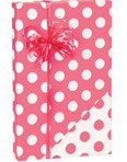 Reversible Polka Dot Coral Pink & White Gift Wrapping Paper Roll 16 Foot