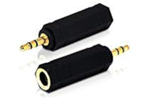 3.5mm Plug to 6.35mm Socket (Pack of 2) 1/8 to 1/4 inch Stereo Audio Jack Adapter | Connects Devices with 3.5mm port to your 
