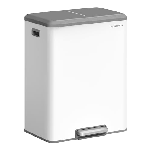SONGMICS Mülleimer Küche, Mülltrennsystem 2 x 30 L, Stahl