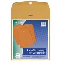 Top Flight Clasp Envelopes, Gummed and Clasped Closure, 10 x 13 Inches, Brown Kraft, 8 Envelopes per Pack (6911068), Office Central